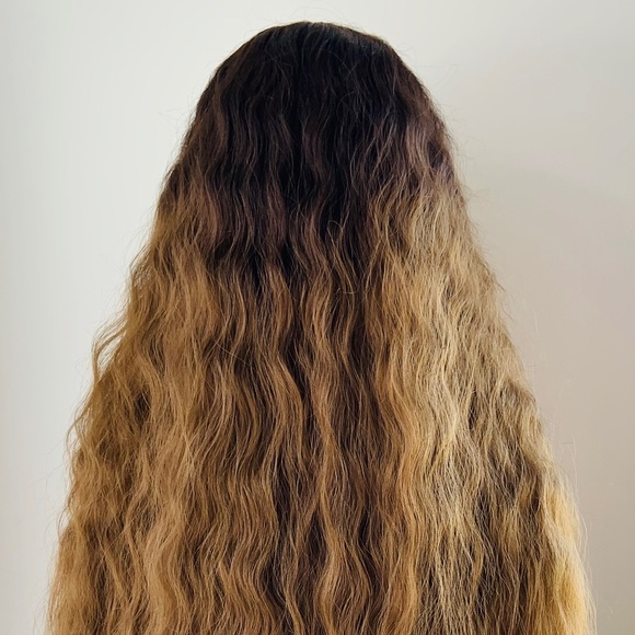 Long Gorgeous Ombre Brown Premium Fiber Lace Front Wig - Picture 8 of 9